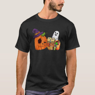 Teacher Pumpkin Witch Scary Book Pens Ghost Happy T-Shirt