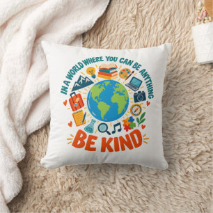 Teacher Quote "Be Kind" Classroom Aesthetic Cushion