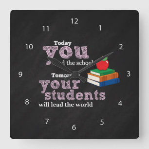 Teacher quote square wall clock