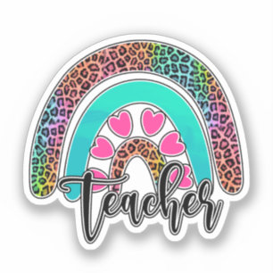 Teacher Rainbow – Colourful Leopard Print