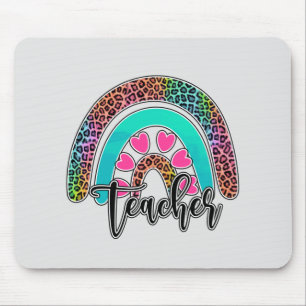 Teacher Rainbow – Colourful Leopard Print Mouse Pad