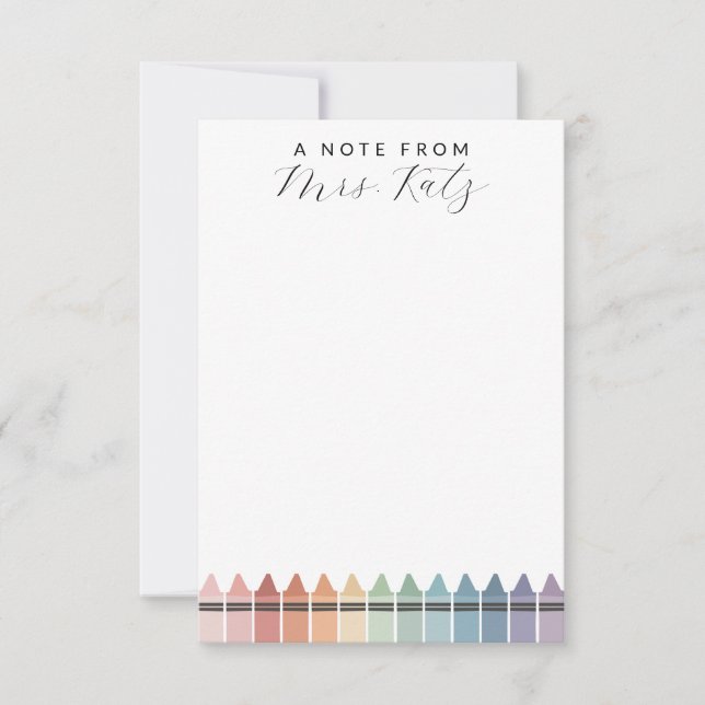 Teacher Rainbow Crayon  Card (Front)