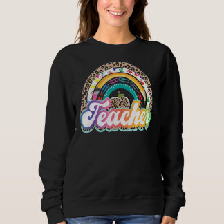 Teacher Rainbow Leopard Back To School Teacher Sweatshirt