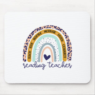 Teacher Rainbow Leopard Print Reading Specialist Mouse Pad