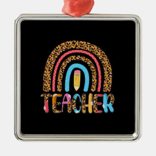 Teacher Rainbow Metal Ornament
