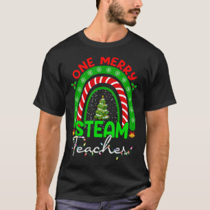 Teacher Rainbow One Merry STEAM Teacher Christmas T-Shirt