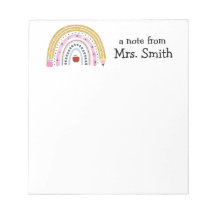 Teacher Rainbow Pencil "A Note From" Notepad