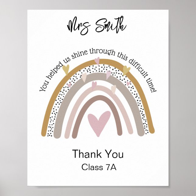 teacher rainbow quote thank yoyu poster (Front)