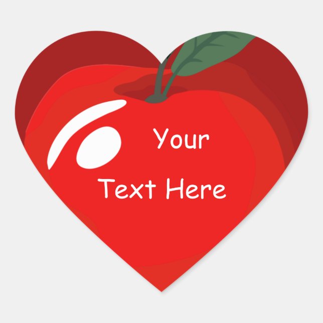 Teacher Red Apple Heart Shape Sticker (Front)