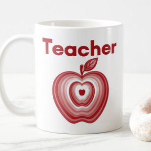 Teacher Red Apple Rings Gift Coffee Mug