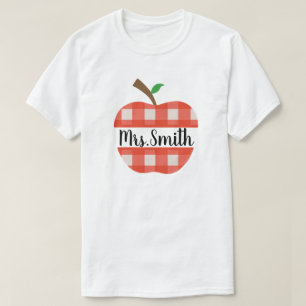 Teacher Red Gingham Apple Split Design Unisex T-Shirt