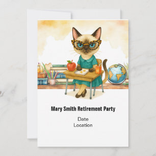 Teacher retirement 2025 for cat lovers invitation