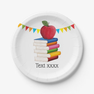 teacher retirement , Apple, teacher retiring Paper Plate