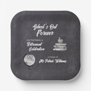 Teacher Retirement Chalk Blackboard Nostalgic  Paper Plate
