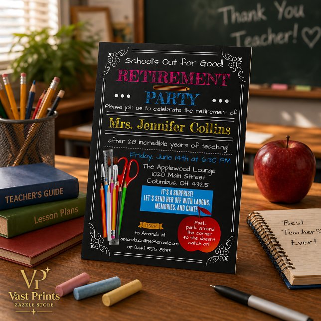 Teacher Retirement Chalkboard Invitation (Teacher Retirement Chalkboard Invitation
)