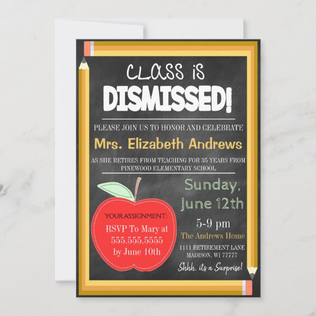 Teacher Retirement Chalkboard School's out Forever Invitation (Front)