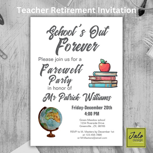 Teacher Retirement Colourful Nostalgic Classic   Invitation (Creator Uploaded)