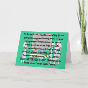 Teacher Retirement "Don't Go" Story Art Gifts Card