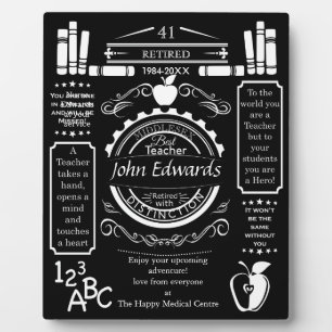 teacher retirement gift for boss, long service plaque