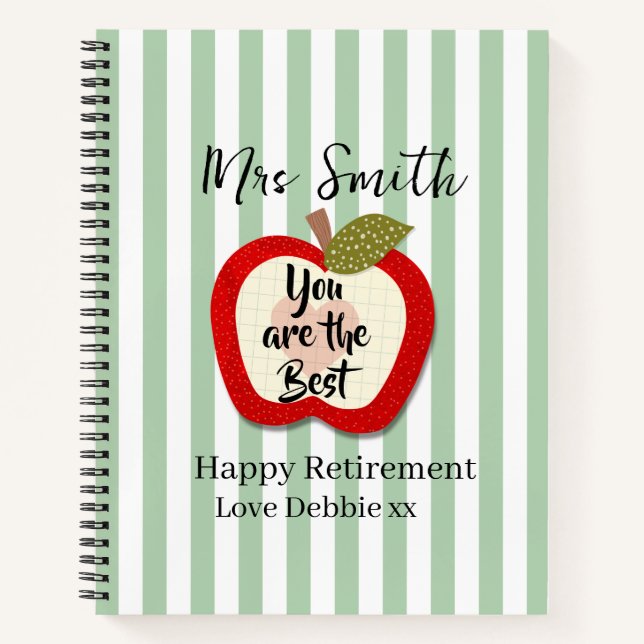 Teacher Retirement Gift Notebook, Cute Apple Notebook (Front)