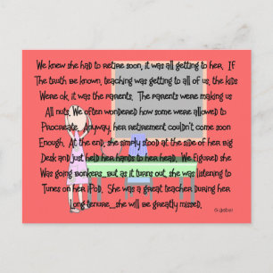 Teacher Retirement "Gone Bonkers" Story Art Gifts Postcard