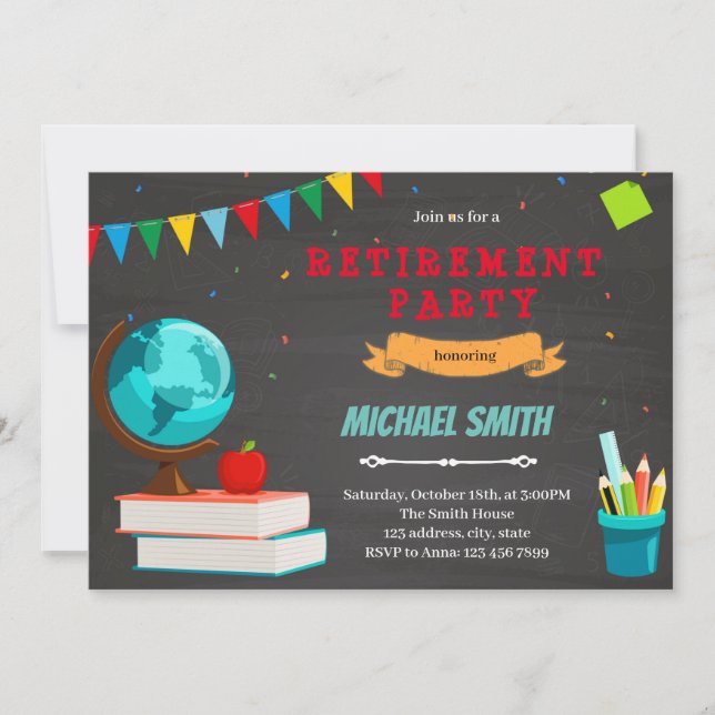 Teacher retirement party Invitation (Front)