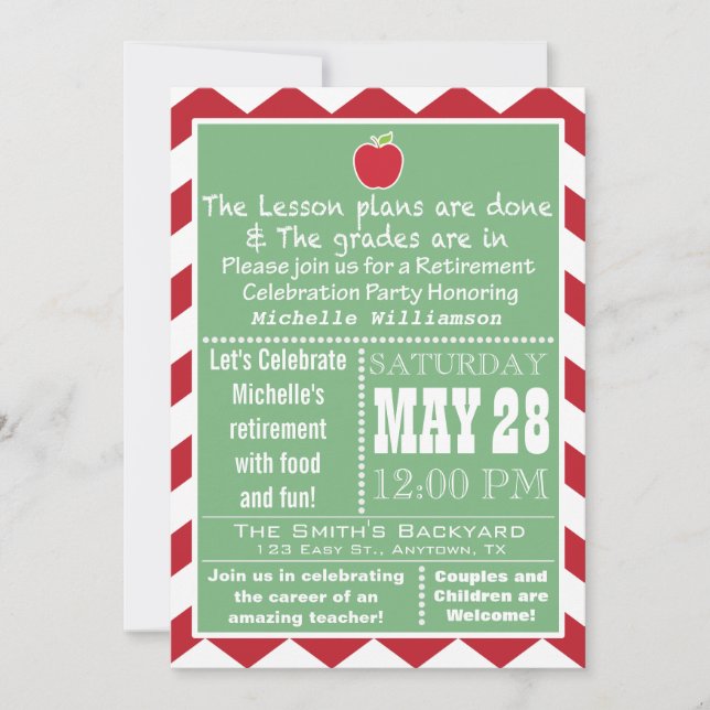 Teacher Retirement Party Invitation (Front)