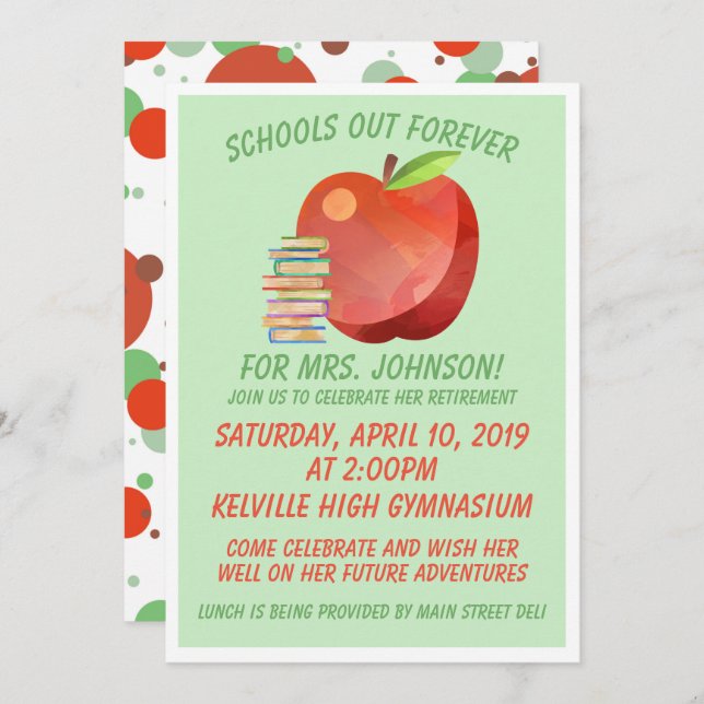 Teacher Retirement Party Invitation (Front/Back)