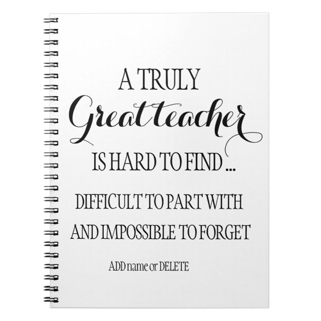 Teacher retiring leaving thank you quote farewell notebook (Front)