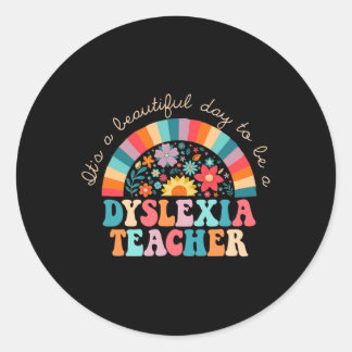 Teacher Retro Dyslexia Sped Therapist Rainbow  Classic Round Sticker