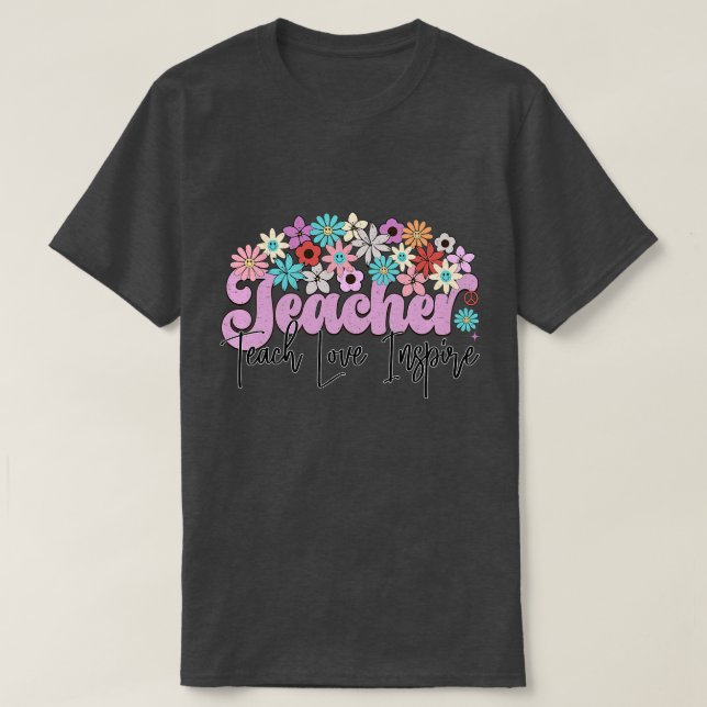 Teacher Retro Flower 5 T-Shirt (Design Front)