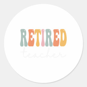 Teacher Retro Groovy Women Happy First Day Of Scho Classic Round Sticker