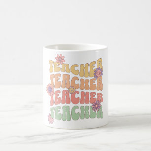 Teacher retro style text design coffee mug