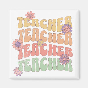 Teacher retro style text design magnet