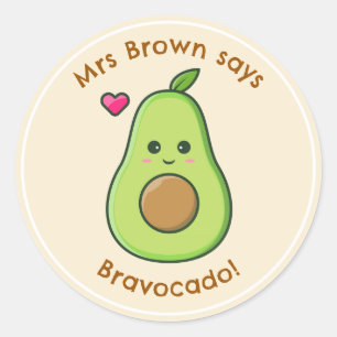 Teacher Reward Stickers Personalised Avocado Pun