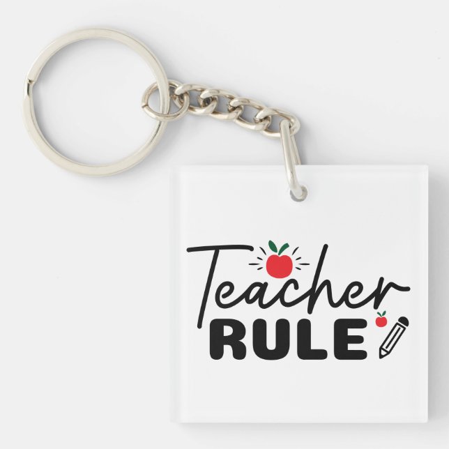 Teacher Rule Wordart Key Ring (Front)