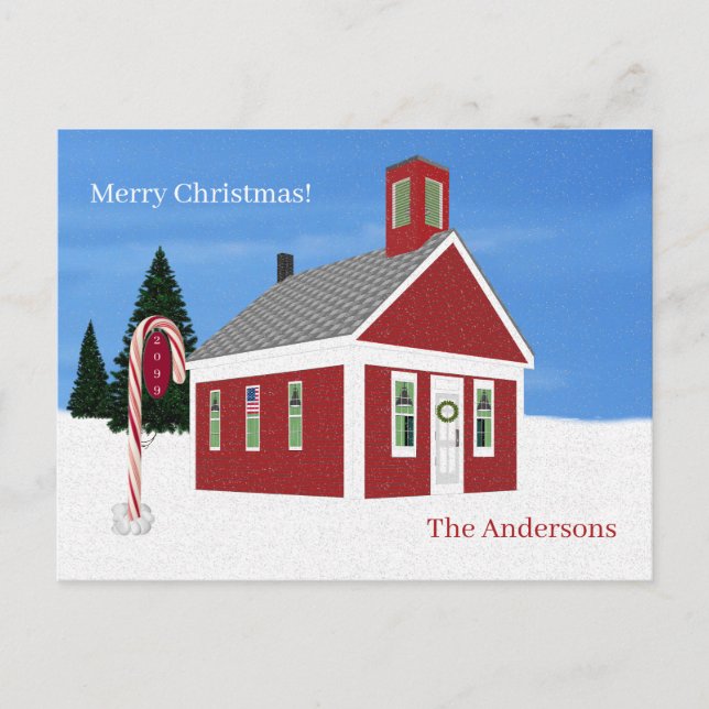  Teacher(s) Chritmas School House Postcards (Front)