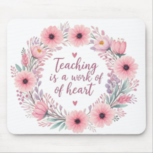 Teacher’s Floral Heart Glow Mouse Pad