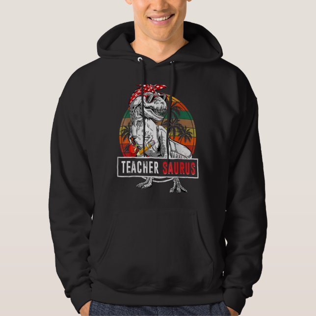 Teacher Saurus  100 Days Of School Dinosaur T Rex  Hoodie (Front)