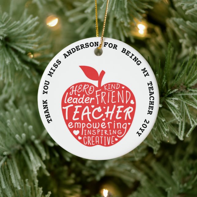 TEACHER SAYINGS QUOTES Personalised Gift Under 20 Ceramic Ornament (Tree)