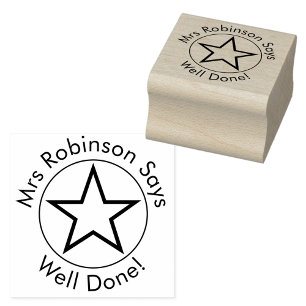 Teacher Says Well Done Rubber Stamp