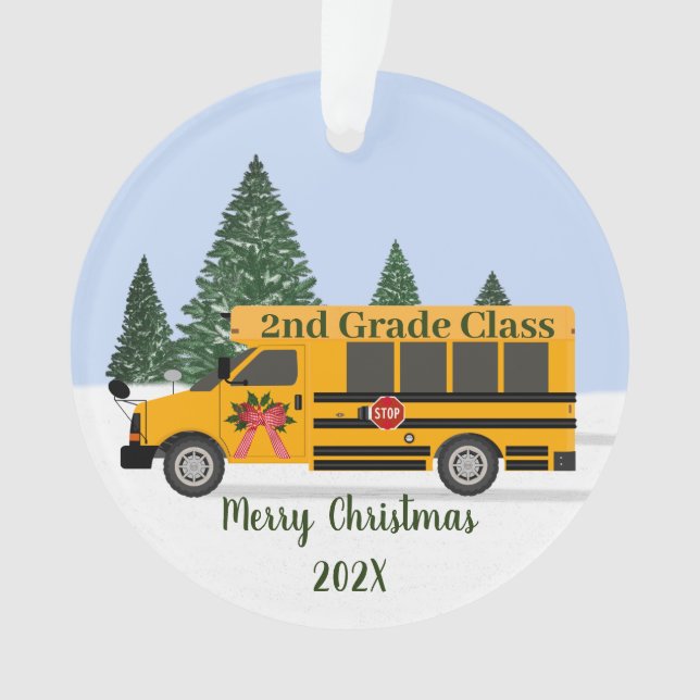 Teacher School Bus Class Ornament (Front)