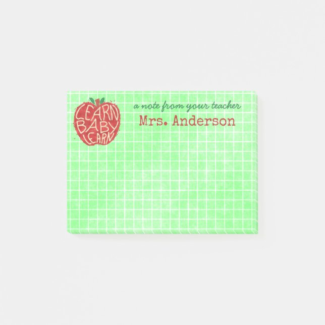 Teacher School Classroom Apple | Learn Baby | Name Post-it Notes (Front)