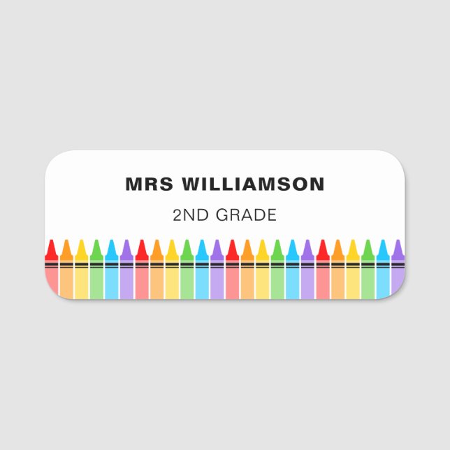 Teacher School Employee Staff Crayons  Name Tag (Front)