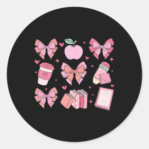 Teacher Shirt Coquette Bow Student Teacher Back To Classic Round Sticker