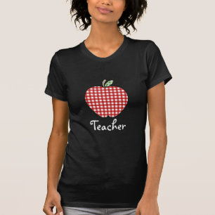 Teacher Shirt - Red Gingham Apple