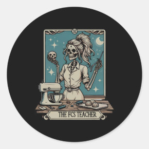 Teacher Skeleton Halloween Family And Consumer Sci Classic Round Sticker