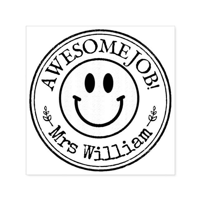 Teacher Smile Emoji Custom Self-inking Stamp