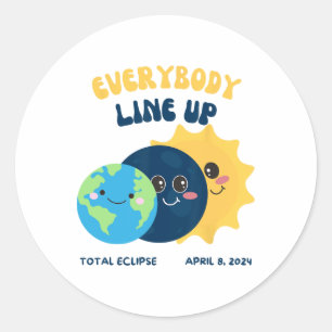 Teacher Solar Eclipse April 8 2024 Cute Earth Sun Classic Round Sticker