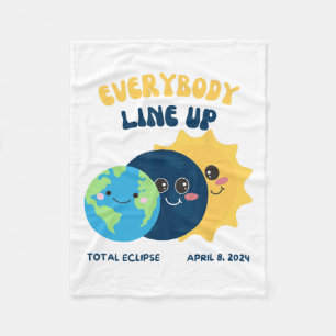 Teacher Solar Eclipse April 8 2024 Cute Earth Sun Fleece Blanket